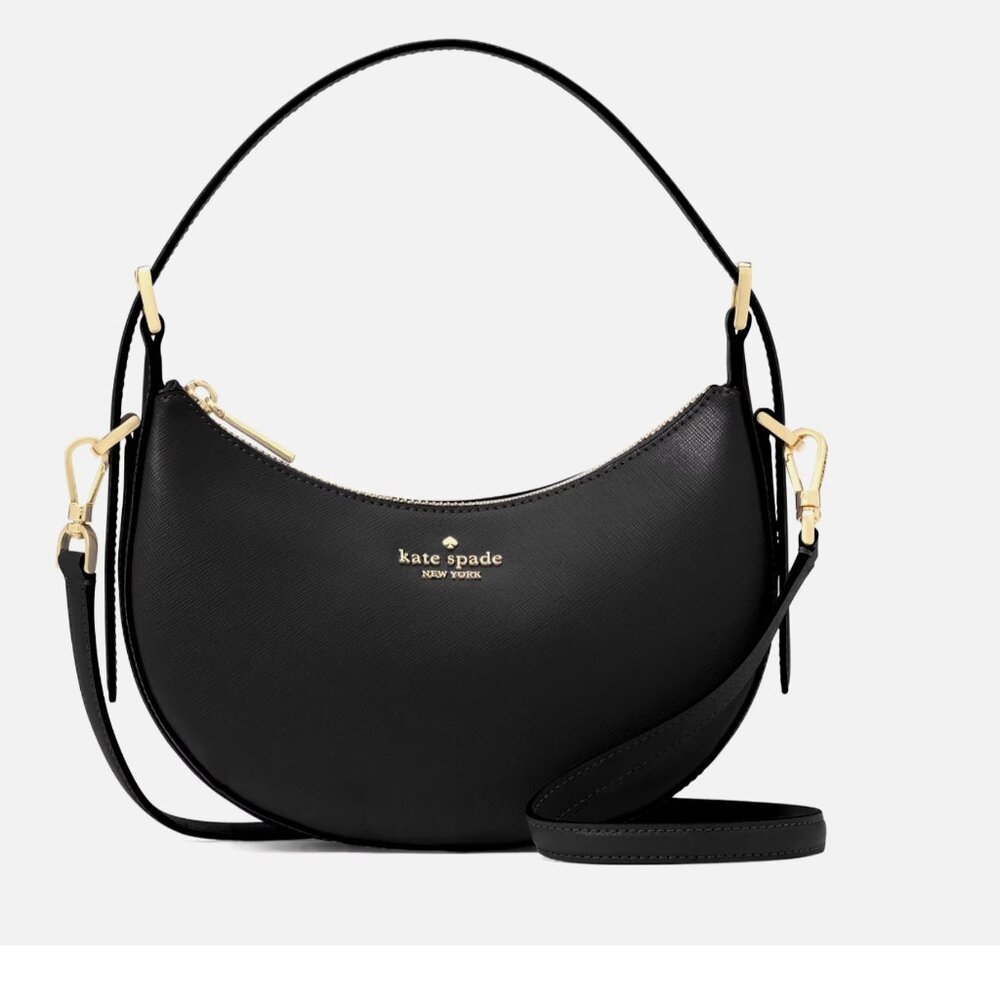 New Kate Spade Nova Crescent Shoulder Bag Saffiano Leather Black